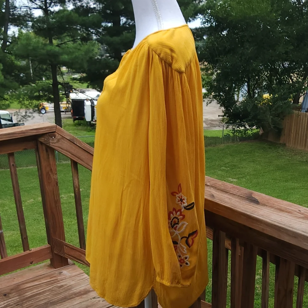 St John's Bay yellow mustard blouse XL